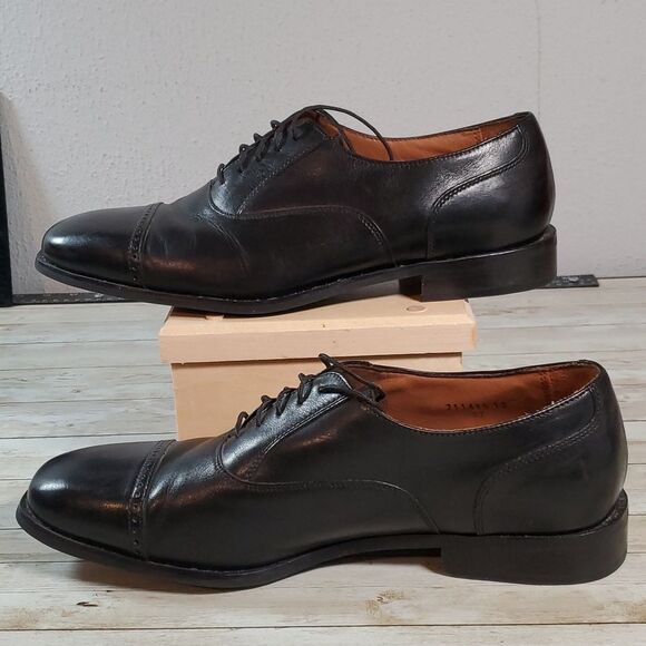 Florsheim Black Square Cap Toe Oxford‎ Shoes Perforated Seam Size 10½D 11665-001 - Picture 2 of 9